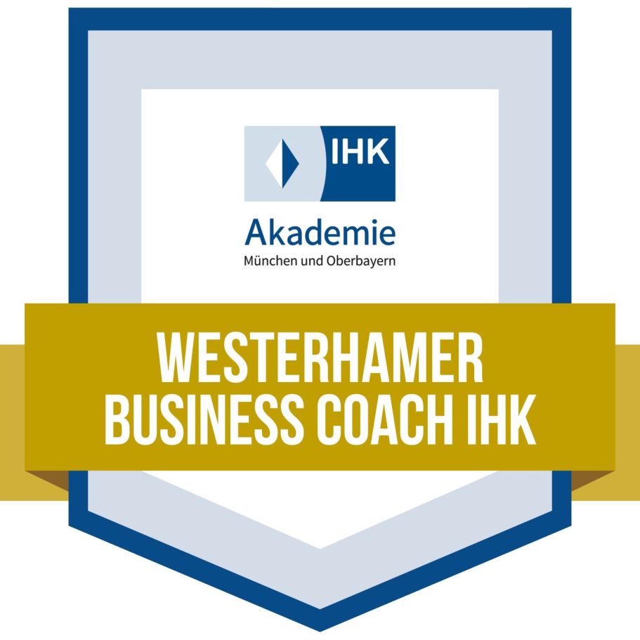 IHK Business Coach Zertifikat Logo der IHK Akademie mit dem Text "Westerhamer Business Coach IHK".