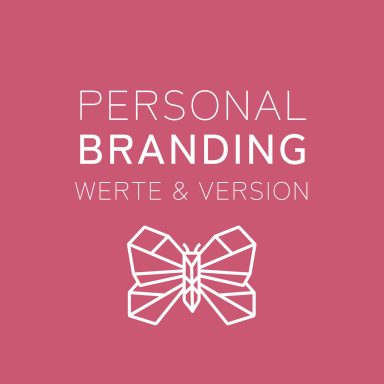 Logo für Personal Branding mit Schmetterling und Schriftzug "Werte & Version".